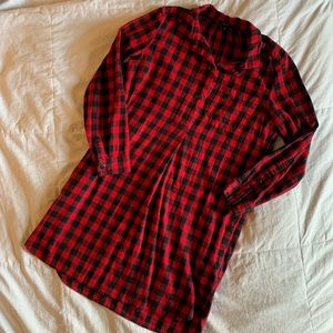 Madewell Red Gingham Flannel Shirt Dress